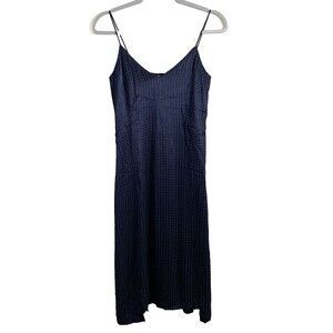 Zara V-Neck Sleeveless Navy Blue Viscose Midi Dress Size S